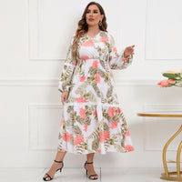 Plus-size Patchwork V-neck Maxi Dress