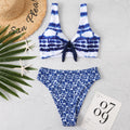 Print Knotted Wide Strap Split Bikini