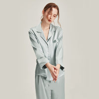 Silk Pajamas Womens Long-Sleeve Two-Piece Set