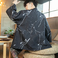 Men's Oversized Loose-fitting Pattern Print Robe Kimono
