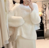 Women's Thickened Solid-Color Versatile Crew-Neck Sweater