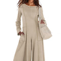 Women's Fashionable Casual Contrasting-Color Striped Long-Sleeve Jumpsuit
