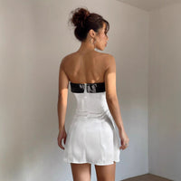 Black And White Halterneck Sexy Summer Slim-fit Short Dress