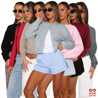 Comfort And Casual Solid Color Woolen Cardigan Short Coat Top Sweater