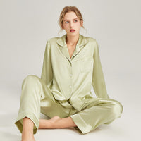 Silk Pajamas Womens Long-Sleeve Two-Piece Set