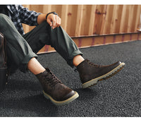 High-Top Shoes Mid-Cut British Style Men's Leather Shoes