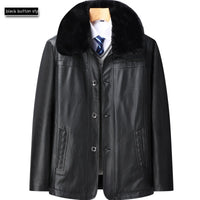 Middle-aged And Elderly Men's Leather Jacket Velvet Padded Thickened Coat Winter Leather Jacket