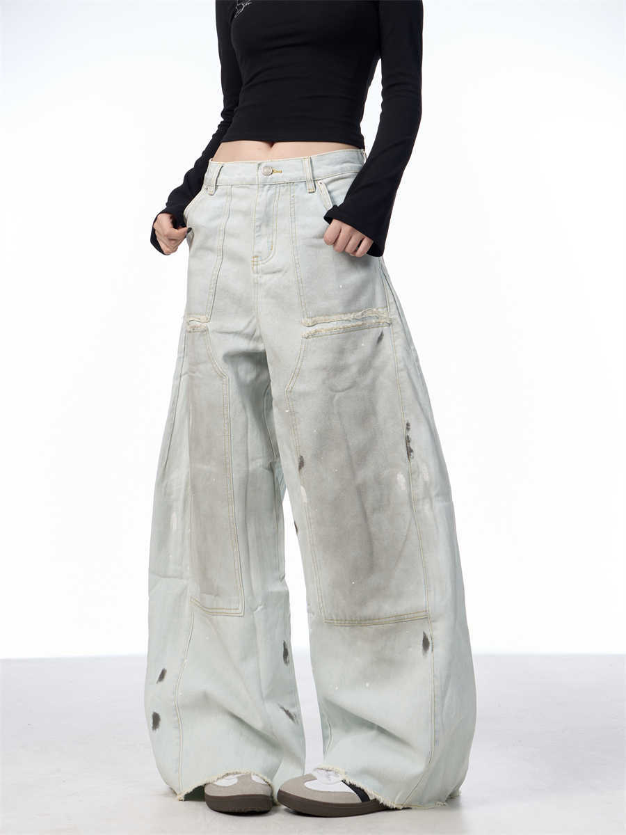 Women's Loose Retro Washed Distressed Machete Jeans