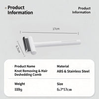 Pet Dematting Comb For Dogs And Cats, Stainless Steel Deshedding Tool With Safety Rounded Edges, Professional Undercoat Rake For Removing Mats Tangles And Loose Hair, 7cm Wide Ergonomic Grooming Brush