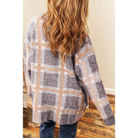 Printed Checks Long Sleeve Cardigan For Women