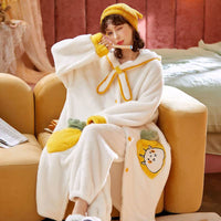 Sweet Fall Pajamas Flannel Nightgown Women