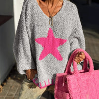 Casual Loose Loop Yarn V-neck Women's Sweater