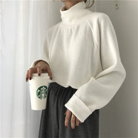 Women's Pure Color All-matching Half-high Collar Long Sleeves Top