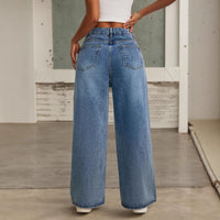 Fashion High Waist Loose Straight With Baht Wide Leg Mop Pants