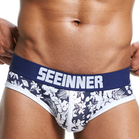 Combed Cotton Printed Stretch-breathable Plus Size Mid-rise Boxer Briefs