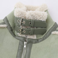 Lamb Wool Stand-up Collar Cotton-padded Clothes Stitching Fur Coat