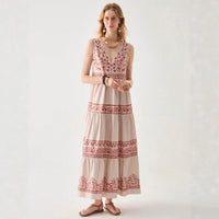 Womens Lace Dress With V Neck And Sleeveless Design