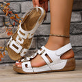 Fish-mouth Chunky-soled Fashionable Metal-buckle Velcro Sandals