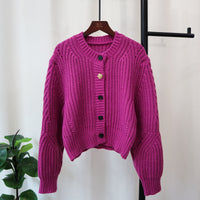 Thick Needle Design Sense Niche Sweater Coat Loose Round Neck Long Sleeve Temperament