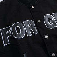 Stitching PU Leather Sleeve Baseball Uniform Men's Ins Fashion Brand Letter Embroidered Jacket