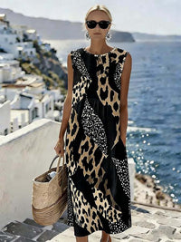 Women's Fashionable Sleeveless Leopard-Print Dress