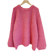 Korean Style Lazy Style Solid Color Curling Coarse Yarn Sweater For Women