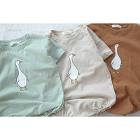 T-shirt Simple Cartoon Goose-son Conjoined Garment