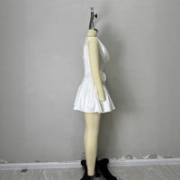French-style Gentle White Satin Dress For Women