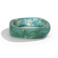 Vintage Peacock Blue Ombre Resin Wide Bracelet
