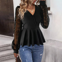 Mesh Sleeve Stitching Pleated Shirt