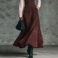Elegant Shirt Paired With A Patchwork Flared A-line Skirt