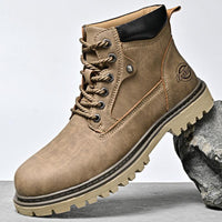 Genuine Leather Men's Shoes Mid-top Men's Casual Martin Boots