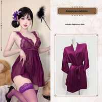 Lace Thin Split Nightdress For Women