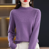 Hollow Wool Base Shirt Women's Clothing Half-collar Wool Sweater
