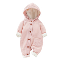 Boys' Overall Autumn And Winter Button Hooded