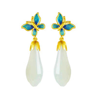 Chinese-style Retro Enamel Butterfly Stud Earrings For Women