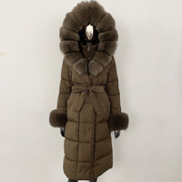 Thickened Long Section White Goose Down Slim Fit Women's Coat
