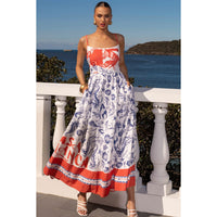 Printed Fashionable Sweet Strap Dress For Women