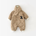 Autumn And Winter Quilted Cotton Fleece-lined Warm Baby Jumpsuit