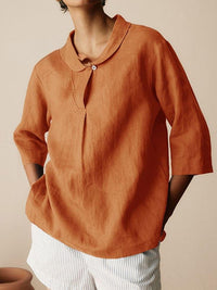Autumn New Retro Slub Linen Shirt Casual