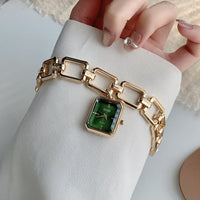 Womens Decorative Watch With Square Pendant And Bracelet Style