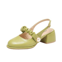 Women's Simple Pearl Chunky Heel Sandals