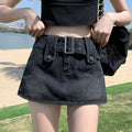 Retro High-waisted, Designer-style A-line Mini Skirt For Edgy