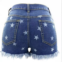 Womens High-Waisted Fringe Star-Print Shorts
