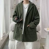 Autumn And Winter Men's Mid-length Extra Loose Woolen Coat Outerwear Plus Cotton