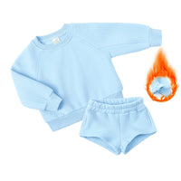 Girls' Autumn And Winter Long Sleeve Fleece And Shorts Sports Suit