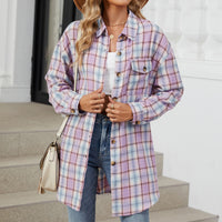 Oversize BF Style Plaid Brushed Long Sleeve Shirt