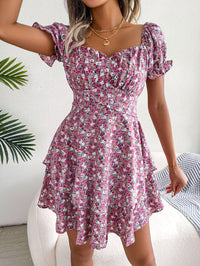 Women  Elegant Floral Print Tie Waist Flowy Dress