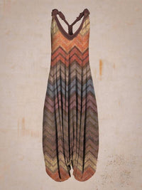 Abstract Printed Loose Plus Size Casual Suspender Jumpsuit