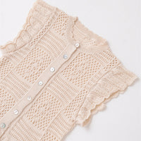Women's Fashion Laminated Decoration Jacquard Mesh Knitted Top